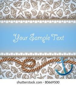 vector cute sea theme frame with rope