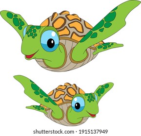 dibujos animados de tortuga marina vectorial