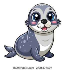 Vector of cute seal cartoon illustration on white