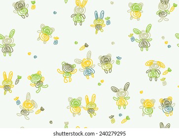 Vector cute seamless baby pattern.