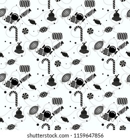 Vector cute seamless with candys and Lollipops on white eps10