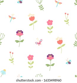 Vector cute seamless easter pattern