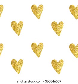 Vector cute seamless with golden heart  for invitations , hand drawn backdrop.