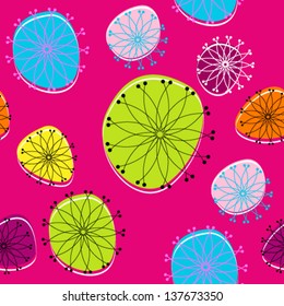 Vector cute seamless hand drawn style spring flowers background