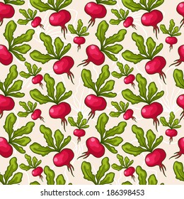 Vector cute seamless hand drawn radish background