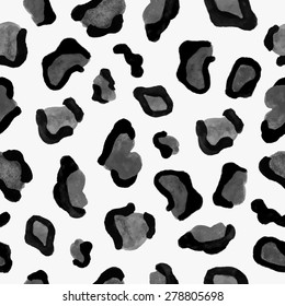 Vector cute seamless pattern with black and white watercolor animal skin