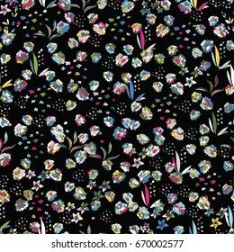 Vector Cute Seamless Pattern in Garden Flowers. Floral background for textile, wallpaper, pattern fills, covers, surface, print, wrapping, scrapbooking, decoupage.