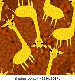 Vector cute seamless pattern with giraffes.