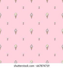 vector cute seamless pattern. Hand drawn clip art for kids. Childish square texture. Cartoon graphic design. Happy festive backdrop. Sweets time concept. 058
