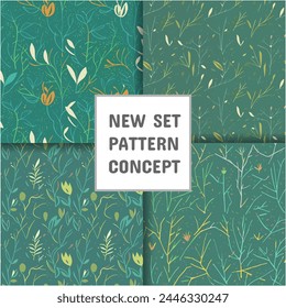 Vector cute seamless pattern with leaf, seamless leaf set of patterns