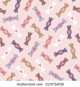 Vector cute seamless pattern with romantic valentine candy