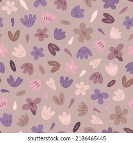 Vector cute seamless pattern with summer lavender flower heads and pastel colors