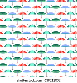 Vector Cute seamless pattern with umbrellas in flat style