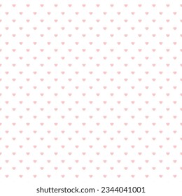 Vector cute seamless pink pattern with hearts and polka dot light hearts on white background.