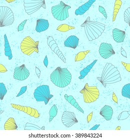 Vector cute seamless seashell pattern.
