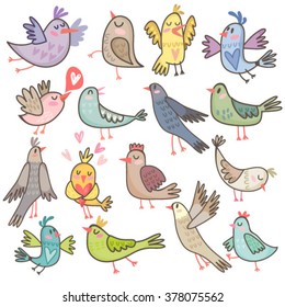 Vector cute set of bird.