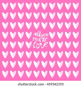 Vector cute set of cartoon hearts card background