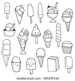 Vector cute set collection with ice creams