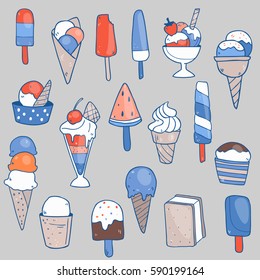 Vector cute set collection with ice creams