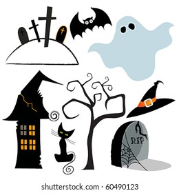 Vector cute set of Halloween design elements