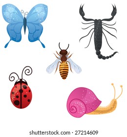 Vector cute set of insects