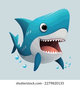 estilo vectorial lindo de dibujos animados de tiburón