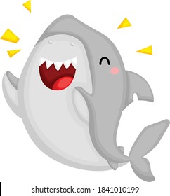 a vector of a cute shark with expression 