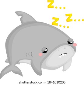 a vector of a cute shark with expression 