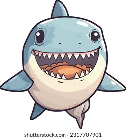 dibujos animados de peces de tiburón lindo vectorial