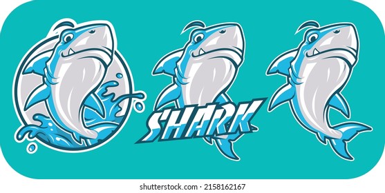 vector cute shark illustrations logo