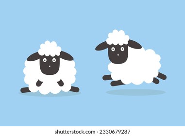 Vektor Cute Sheep im flachen Stil. Einzelzeichnen des Lamms