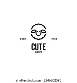 Vector cute sheep logo design vector illustration