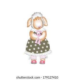 Vector cute sheep/Freehand drawing