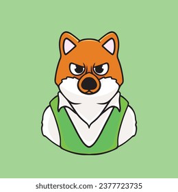 Vector cute shiba inu dog wearing vest cartoon vector icon illustration. animal nature icon isolated