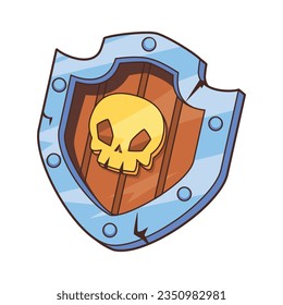 vector cute shield medieval fantasy cartoon illustration isolated