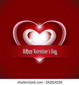 Vector Cute Shining Abstract Valentine's Heart with Banner and Text in Front of it.