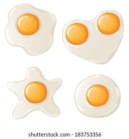 Vector cute shiny realistic fried eggs