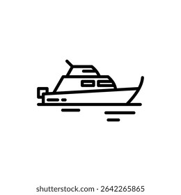 vector cute ship icon illustration in black and white flat line style