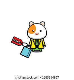 Vector cute shopping guinea pig design