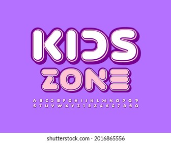 Señal vectorial linda zona de niños con un bonito conjunto de letras y números alfabetos. Fuente suave creativa