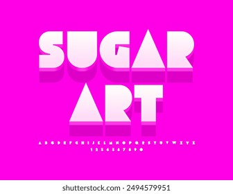 Vector cute sign Sugar Art. Modern White 3D Font. Trendy Alphabet Letters and Numbers set.