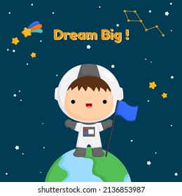 A Vector of Cute and Simple Astronaut Boy Card