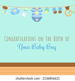 A Vector of Cute and Simple Baby Boy Item Card