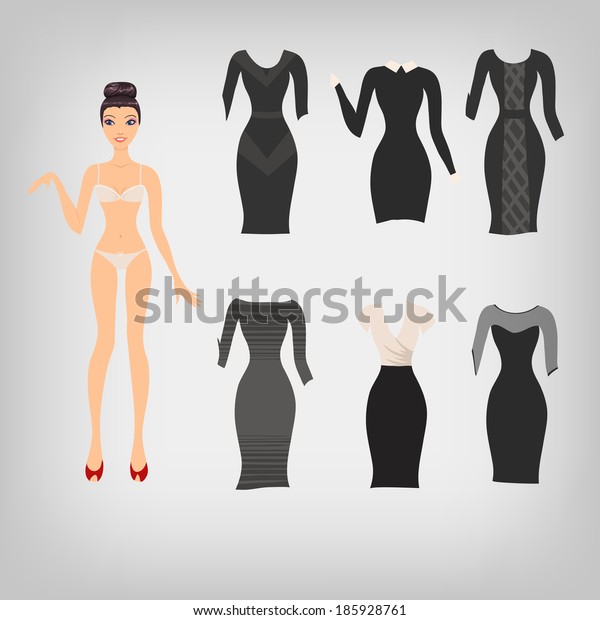 Vector Cute Simple Dress Paper Doll Stock Vector (Royalty Free ...