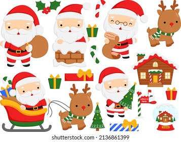 Un vector de Papá Noel simple y lindo en temporada navideña
