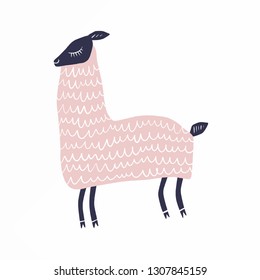 Vector cute simple sheep art, nursery illustration. Pastel colors