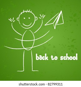 Vector cute sketch style back to school illustration on chalkboard