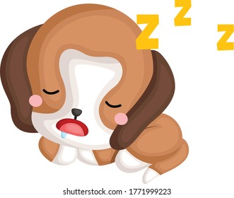 a vector of a cute sleeping beagle