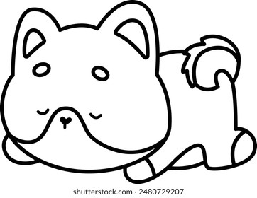 a vector of a cute sleeping shiba inu 