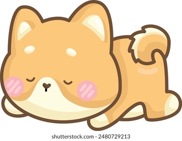 a vector of a cute sleeping shiba inu 